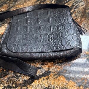 bmay Black Croc Embossed flap Crossbody‎ Messenger